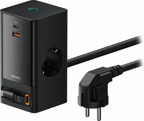 Baseus GaN 65W Fast Charge Laadstation met AC/USB-C/USB-A Zwart