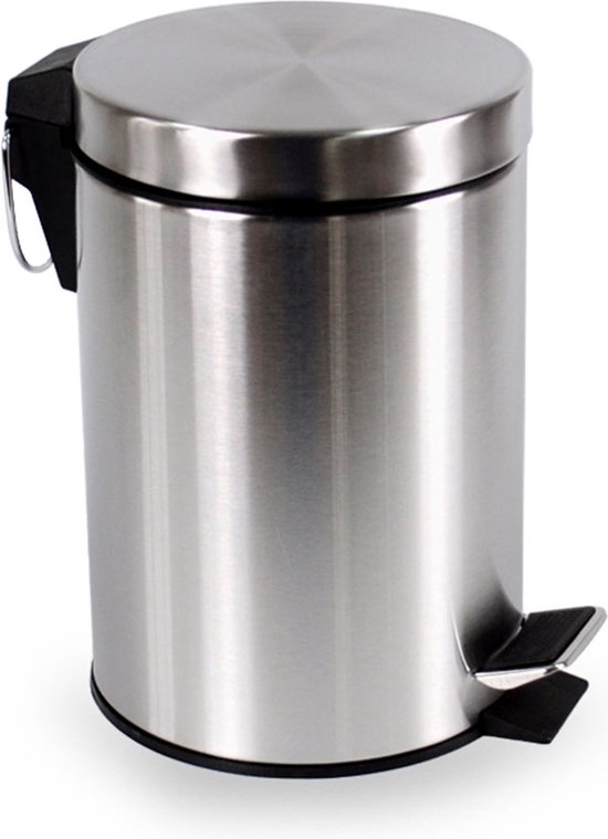 BRASQ Pedaalemmer 3 Liter - RVS - PB103 - Prullenbak met uitneembare Pedaalemmer - Prullenbak - Vuilnisbak - Vuilbak - Afvalbak - Badkamer of toilet