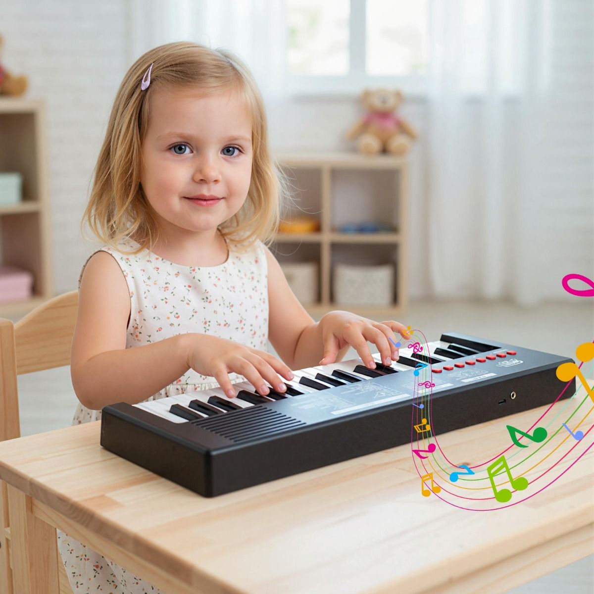 Coast Kinderkeyboard - 37 toetsen - 8 ritmes - met microfoon - zwart