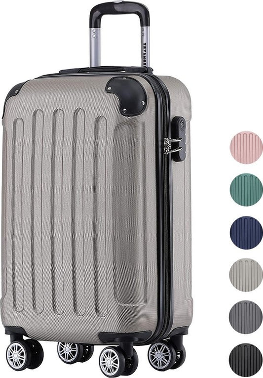 TRVLMORE Handbagage Koffer met Wielen - Cijferslot - 54x36x20cm - 38L - Champagne