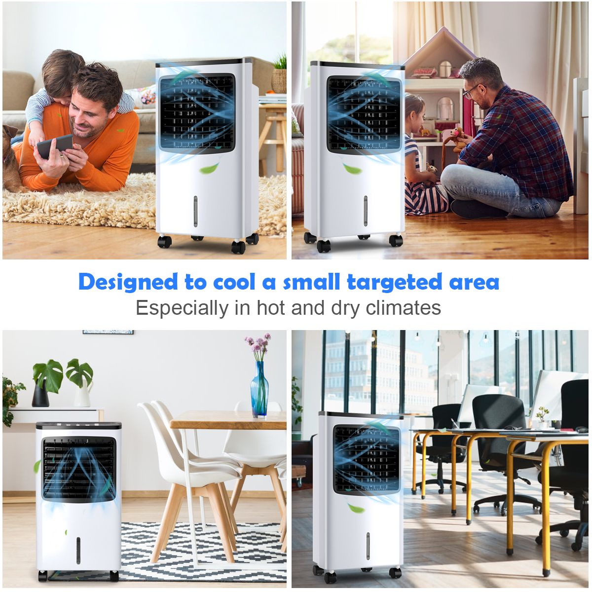 Coast Mobiele Luchtkoeler - 4-in-1 verdampingskoeler - 8 liter watertank - 70° oscillatie - zwart/wit