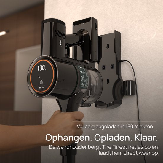 Skrub Steelstofzuiger Draadloos 500W - 60 Min - 32kPa - HEPA H13 - Kruimeldief - Snoerloze Stofzuiger zonder zak
