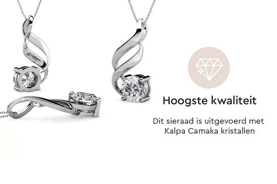 Yolora Dames Ketting met Kalpa Camaka Kristal Hanger - Zilver kleurig - 18K Witgoud Verguld - Cadeauverpakking - Moederdag Cadeautje
