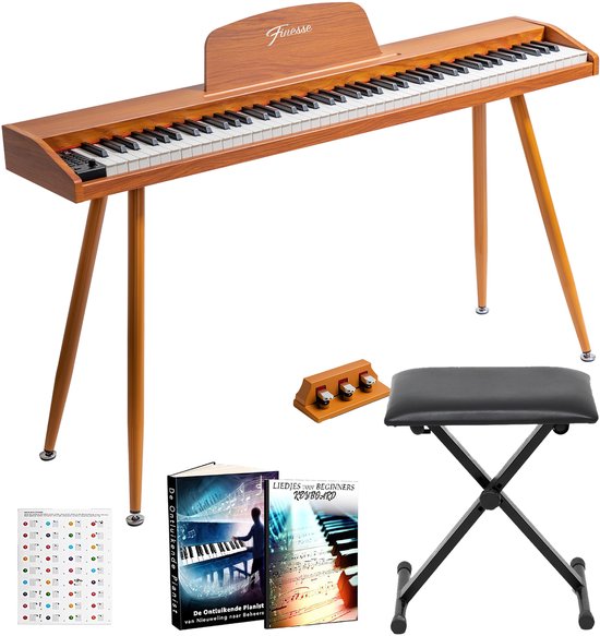 Finesse Digitale Piano - 88 Gewogen Toetsen - met Pedalen & Kruk - Keyboard Piano - Elektrische Piano - Volwassene & Kind