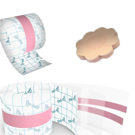 transparante borst tape 5 meter– invisible breast tape inc nipple covers- strapless plak BH tape – fashion tape borsten