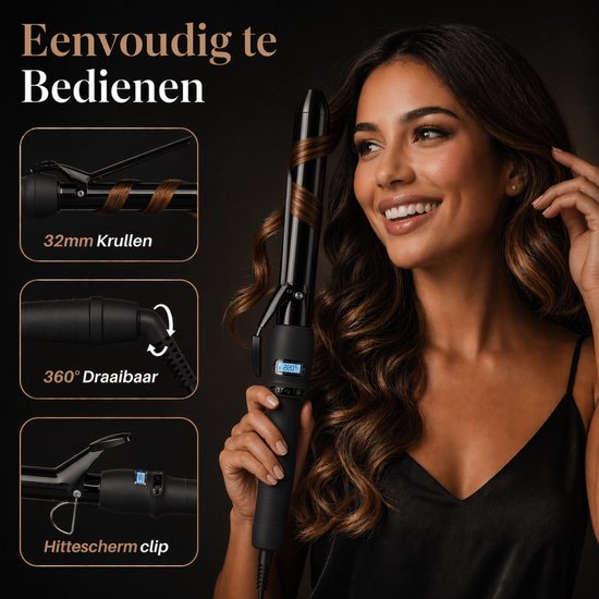 Vaive Krultang met Klem - 32MM - Krultangen - Haarkruller - Hair Curler - Curling Iron