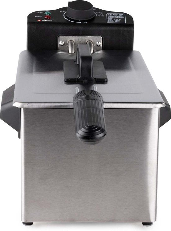 alpina Friteuse - Frituurpan - 3 Liter - 2000 Watt - Roestvrij Staal - Met Thermostaatknop