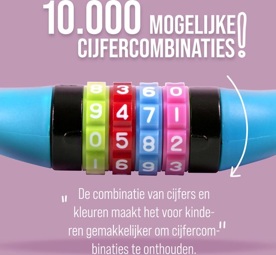Apollo Kinderfietsenslot - ook voor scooters en loopfietsen - eenvoudig cijferslot voor kinderen, licht en veilig, scooterslot met code, zonder sleutel, ideaal scooter- & fietsaccessoire