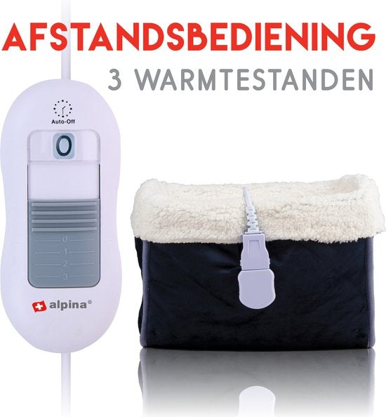 alpina Elektrische Voetenwarmer - Overhittebeveiliging - Binnenhoes Wasbaar - 3 Warmtestanden - Donkergrijs