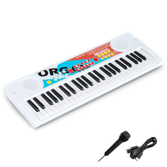 Coast Kinderkeyboard - 49 toetsen - draagbaar elektrisch keyboard - 8 ritmes - wit