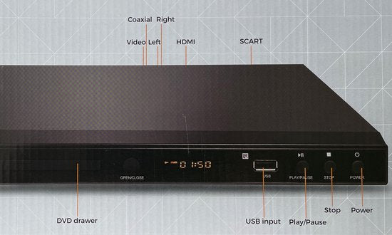 Denver DVD-speler met HDMI - Ondersteunt FULL HD - CD-speler - Dolby Digital-decoder - USB / Scart - DVH1245 - Zwart