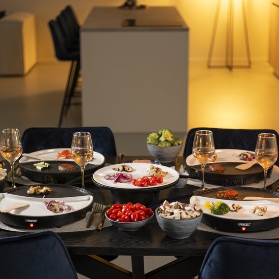 Princess Dinner4All 103080 - Gourmetstel - Grill & Bakplaat - Extra lang 2 meter snoer - 4 personen - Vaatwasserbestendig - PFAS-vrij - Uitbreidingsset beschikbaar
