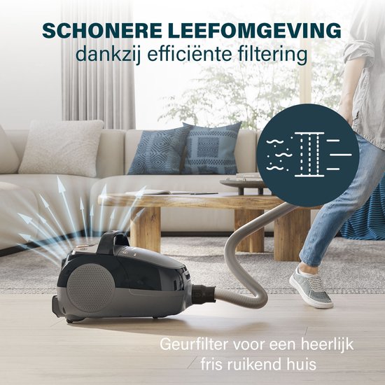 Airmotion Pro Stofzuiger - 336090 - Met zak - Volume: 4L - 800W - Bereik van 12m - HEPA-filtersysteem - Snelheidsregeling & uniek geurfilter