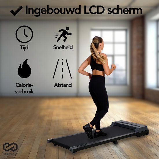 Infinity Goods Loopband Voor Thuis - Met Bluetooth - 1-6 km/u - 120 x 53 x 12 cm - Antraciet