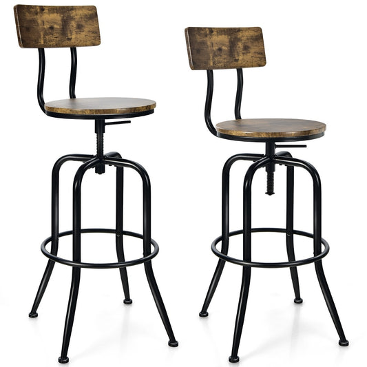 Coast Barstoel set van 2 - Industrieel - Draaibaar - Max. 150 kg - 54 x 54 x 106 cm - Bruin