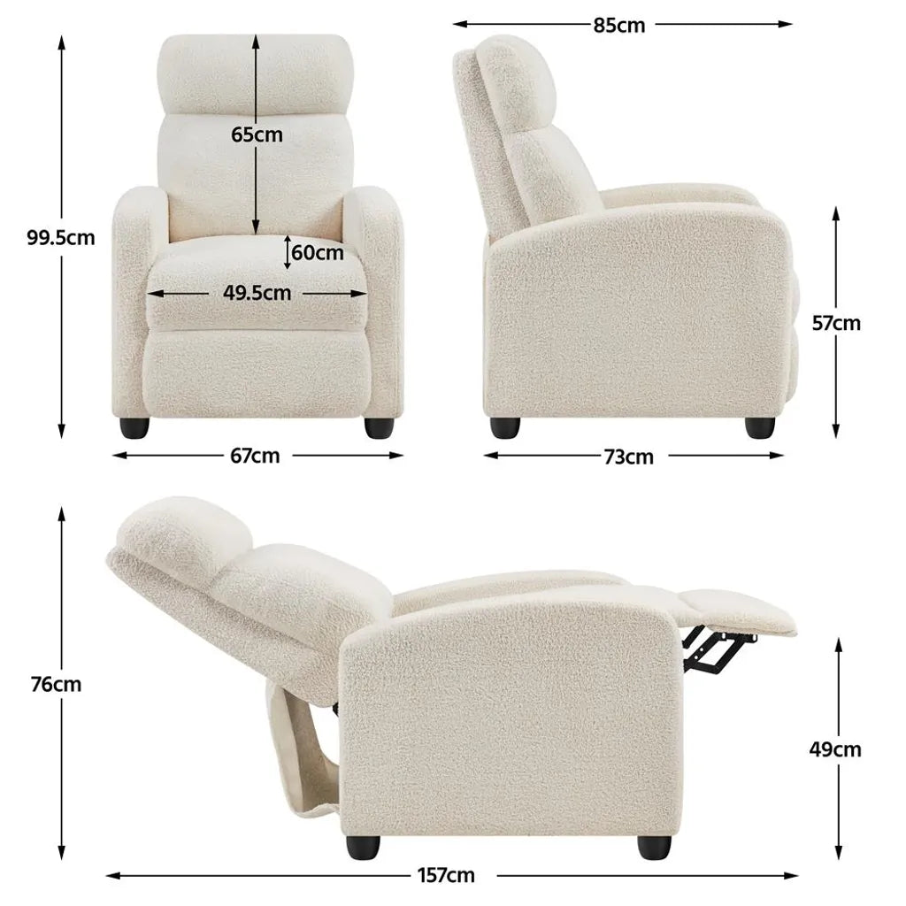 Yaheetech Relaxfauteuil Tv-fauteuil met Slaapfunctie, Wit