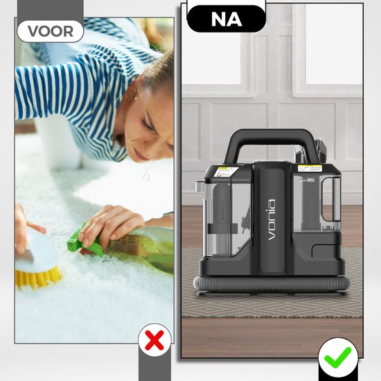 Vonia Tapijtreiniger - Vlekkenreiniger - Bankreiniger - Reinigingsmachine - Bekledingsreiniger - 450W - Zwart