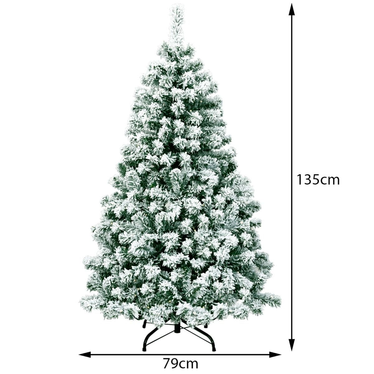Coast Besneeuwde Kunstkerstboom met LED Wit/Groen – 79 x 135 cm – 400 Takpunten en 200 Warmwitte Lampjes
