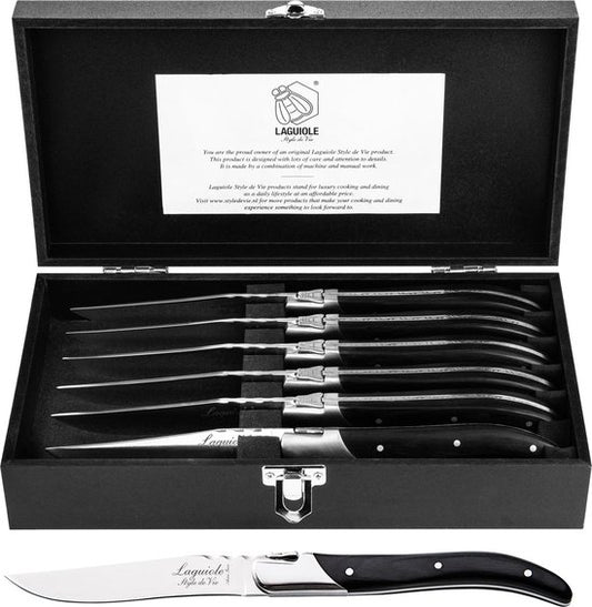 Laguiole Style de Vie Steakmessen Luxury Line - 6-delig - Zwart pakkahout
