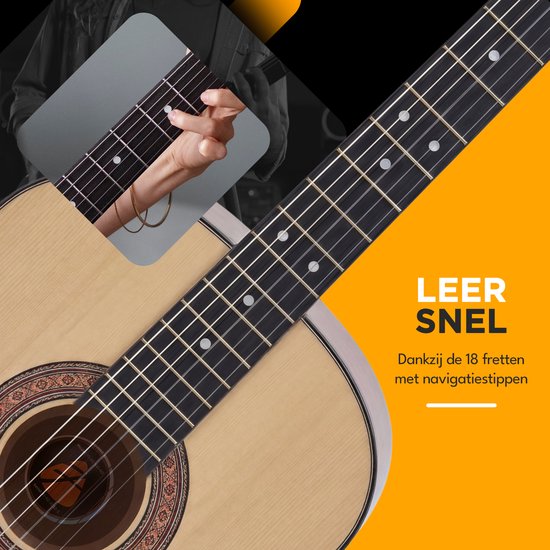 Finesse Akoestische Gitaar - met Videocursus - Nylon Snaren - Klassieke Gitaar - Spaanse Gitaar - Kind - Volwassenen - Naturel
