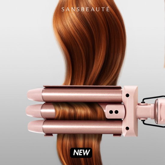 Sansbeauté® 7 in 1 Krultang met Klem en Wafeltang - Keramische Haarkruller - 13mm tot 38mm - Wafeltang - Föhnborstel Kort Haar - Warmteborstel - Krultangen - Thermal Brush - Haarstyler - Krulborstel 5 in 1