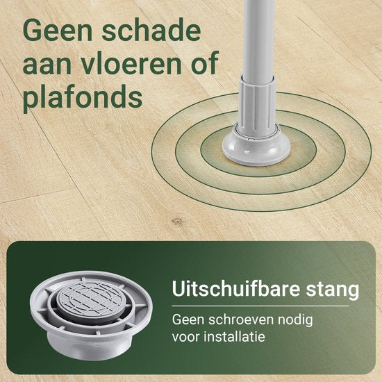 SoBuy Telescoop Kledingrek - Verstelbaar Opbergsysteem - Klerenrailsysteem - B(75–126) × H(200–295) cm, Grijs FRG109-II-HG