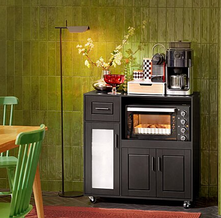 SoBuy Magnetronkast met 3 Kasten & 1 Lade - 89 x 40 x 89 cm - Zwart
