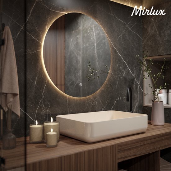 Mirlux Badkamerspiegel met LED Verlichting & Verwarming – Wandspiegel Rond – Anti Condens Douchespiegel - 80CM