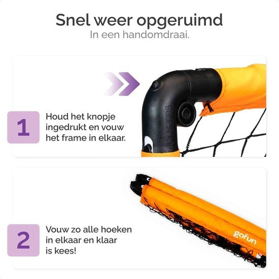 Gofun Voetbaldoel set van 2 – Voetbaldoeltjes – Opvouwbaar – 90 x 60 x 60 cm – Zwart/Oranje