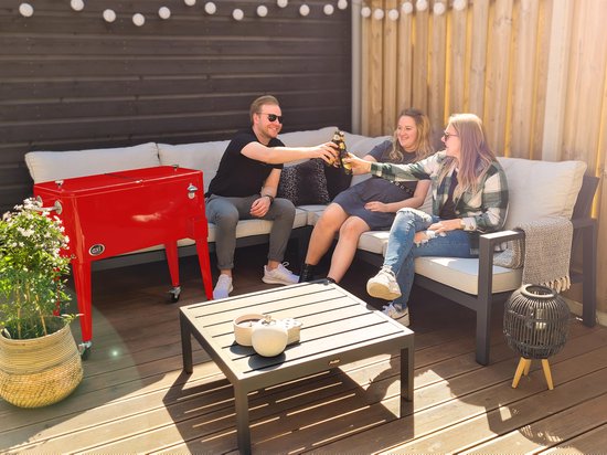 AXI Retro Cooler Rood - Koeler met wielen - 76L inhoud - Koelbox met aftapkraan