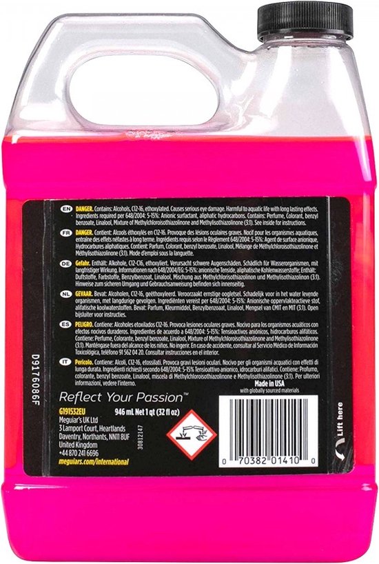 Meguiar's Ultimate Snow Foam 946 ml – Transparant/Paars – Vloeibaar Autoshampoo