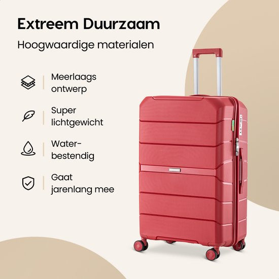 SC Urban Adventurer - Medium Reiskoffer - Cijferslot - 44x27x66cm - 78L - Reiskoffer met Kofferslot - Spinner wielen - Rood V2