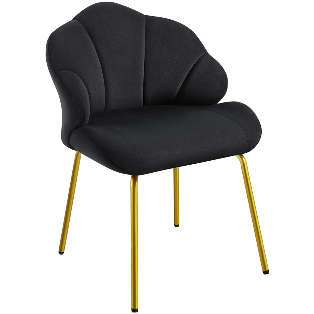 Yaheetech Eetkamerstoel 56 x 57 x 78 cm - Schelpvorm - Fluweel - Zwart