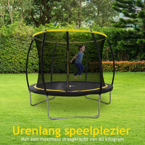 Dunlop Trampoline met Veiligheidsnet - 80 KG - Zwart - 183x201x183 cm