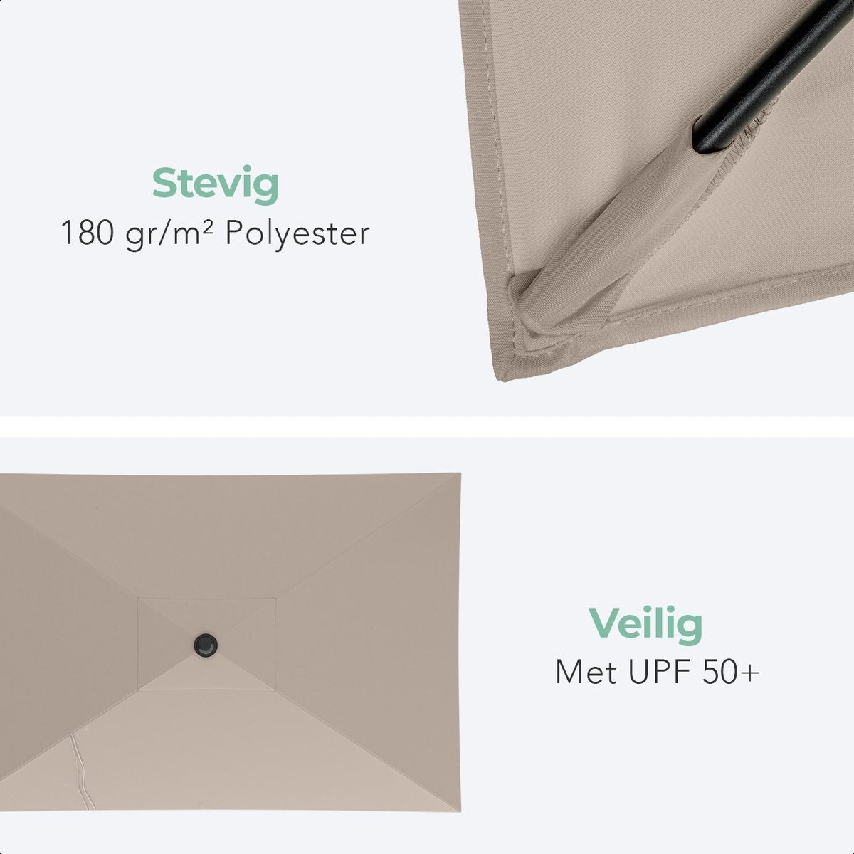 LifeGoods Parasol - 270x180cm - 30° Kantelbaar - Waterdicht - met Hoes - Taupe