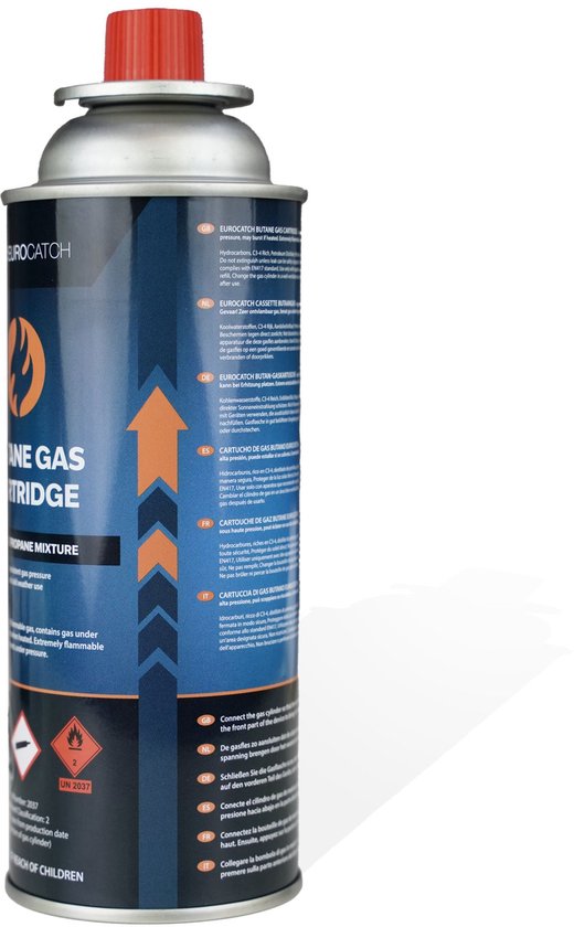EuroCatch Butaan/Propaan Gascartridge 227 Gram – Zilver/Rood – 227g Butaan-Propaangas