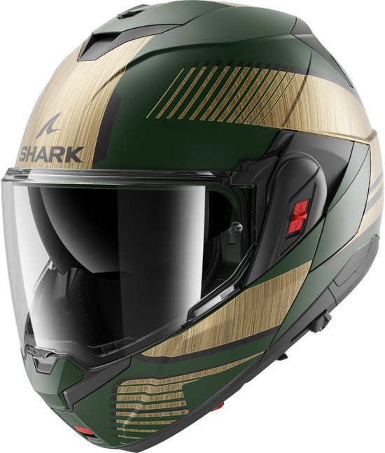 Shark Oxo systeemhelm motorhelm Sikter mat groen goud - Maat M