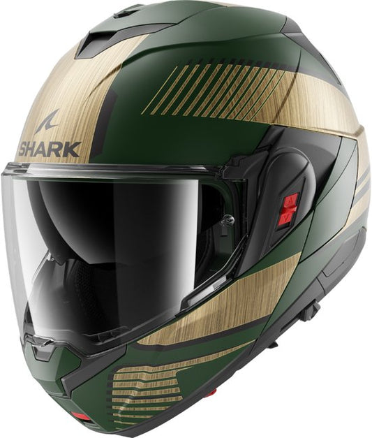 Shark Oxo systeemhelm motorhelm Sikter mat groen goud - Maat M