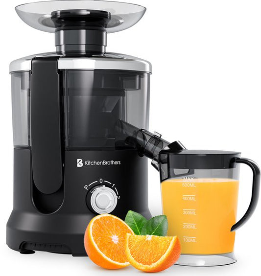 KitchenBrothers Sapcentrifuge - Juicer - Met Pulpcontainer - 500ml - 600W - Zwart