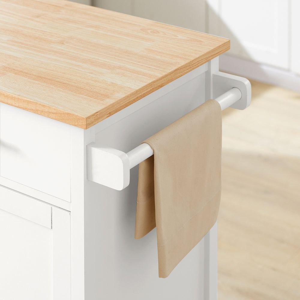 SoBuy Keukenwagen met werkblad - Met deur en lade - Max. 45KG - 68 x 46 x 90 cm - Wit