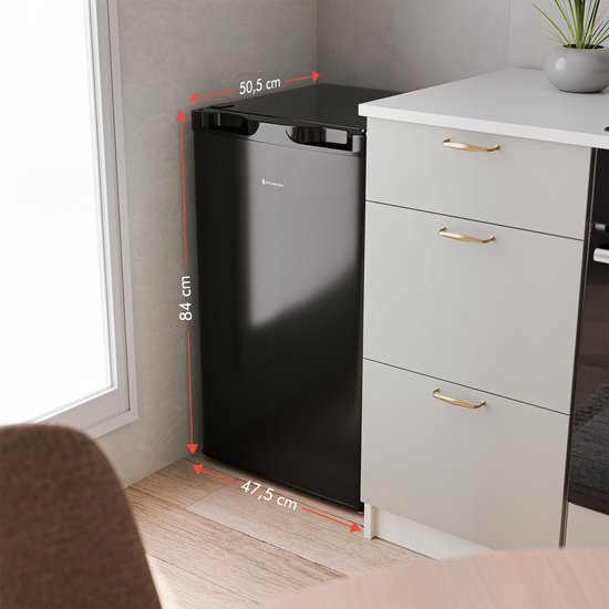 KitchenBrothers Vriezer - 64L - Compact Tafelmodel - 3 Vrieslades - Diepvrieskast - Vrijstaand - Zwart