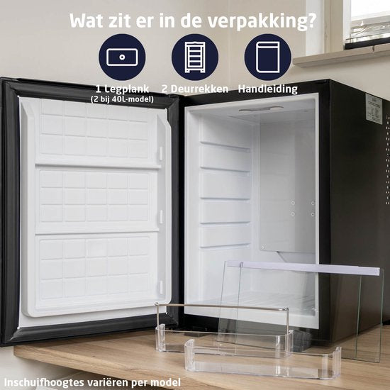 BREND BR-2225 Mini Koelkast Vrijstaand 30 Liter – Tafelmodel Fridge met Instelbare Temperatuur – Minibar met Verstelbare Deurrichting – Zwart