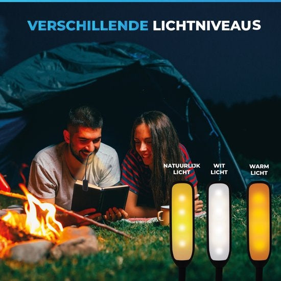 Tikkens LED Leeslampje voor Boek - Nachtkastje Leeslamp voor in bed - Boeklamp USB Oplaadbaar met Klem - Boeklampje met 3 Lichtstanden