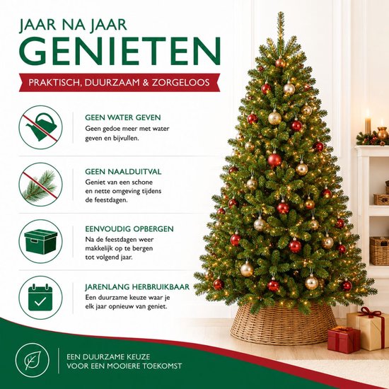 Triumph Tree Tuscan Kerstboom - Kunstboom met Natuurlijke Uitstraling en Kleurcodes - Kerstversiering voor Binnen zonder Onderhoud - Insteekconstructie - 120 x 81 cm - Groen