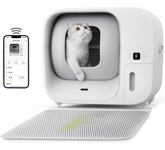 Furbulous Automatische Kattenbak met App Control, 60L Grote Veilige Kattenbak voor Meerdere Katten met Geurverwijderaar Wit-2.4G-netwerk-Auto-Pack & Seal kattenbak, zelfreinigend en navulbaar, grote capaciteit, slimme app, stille werking