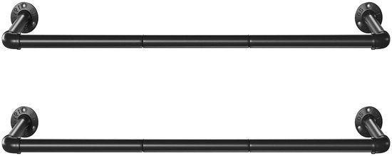 Hoppa! - Kledingrek Set van 2 - Industrieel Design - Zwart 92x30x7.5 cm