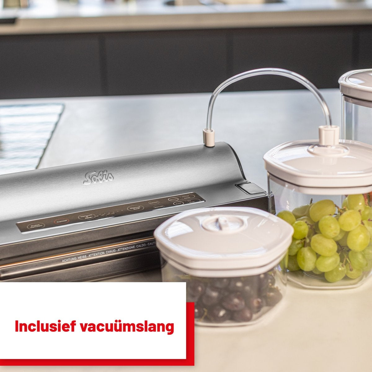 Solis Vac Prestige 575 Vacumeermachine - Vacuümmachine met Marineerfunctie en Slangaansluiting - Vacuüm Sealer Inclusief Vacuumzakken en Folie - Grijs