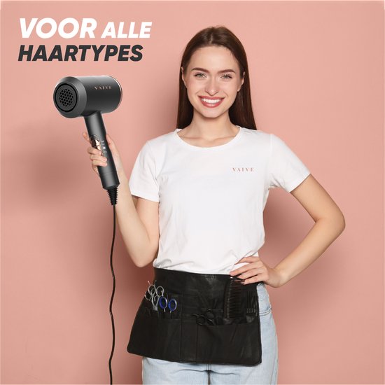 VAIVE Ionische Föhn met Diffuser - Haardroger 2000 Watt - Haarfohn met Coolshot - 3 standen