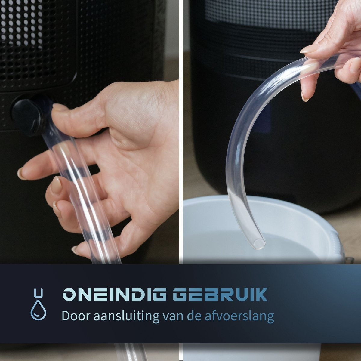 JAP Appliances Enivio D9 - Luchtontvochtiger en luchtreiniger met HEPA-filter en 4 wielen - Ontvochtigt 12L per dag - Hygrostaat - Ontvochtiger huis - Woonkamer, slaapkamer, badkamer en kelder - Met afvoer - Was-droog Functie