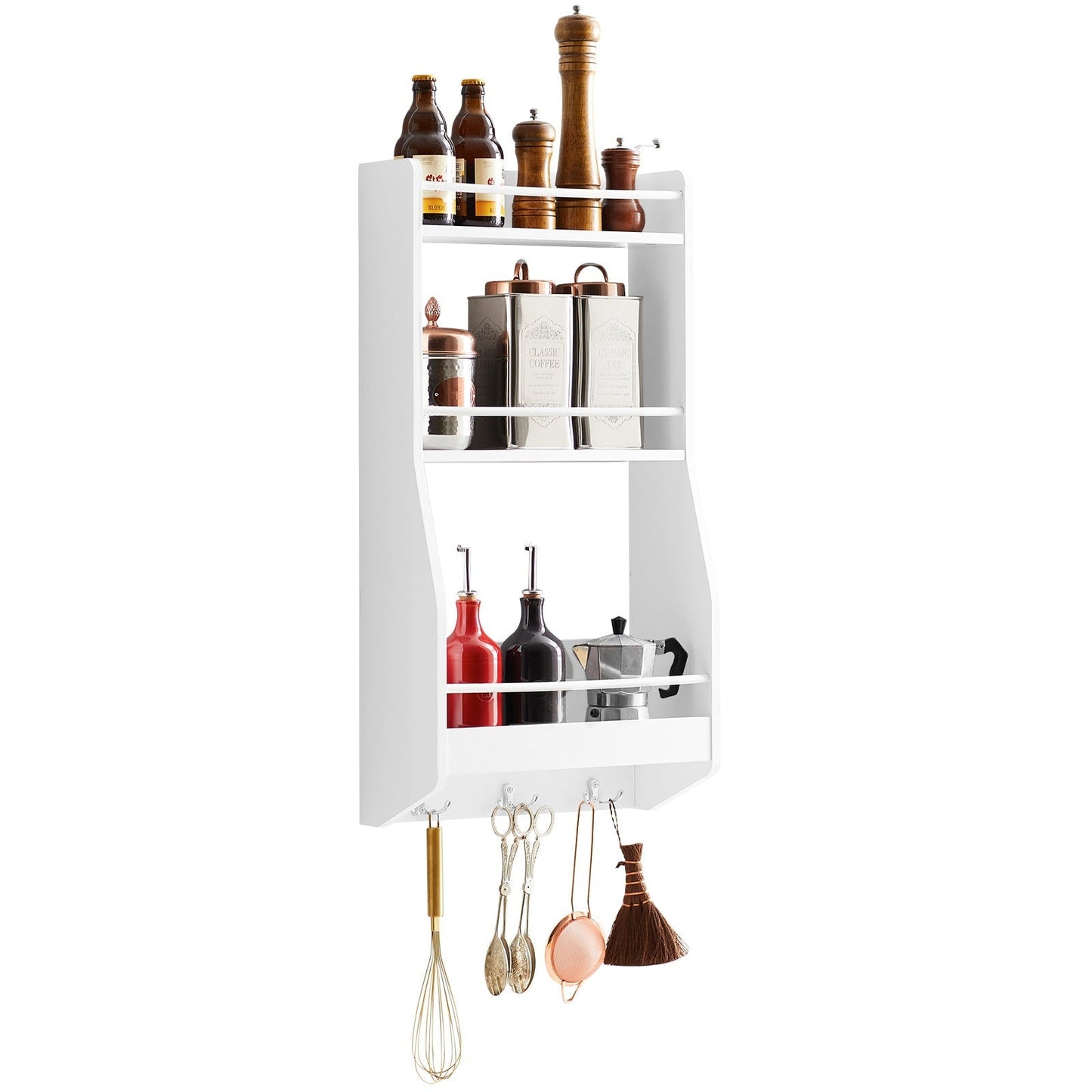 SoBuy Keuken Wandkast - Wit - 38 x 17 x 75 cm